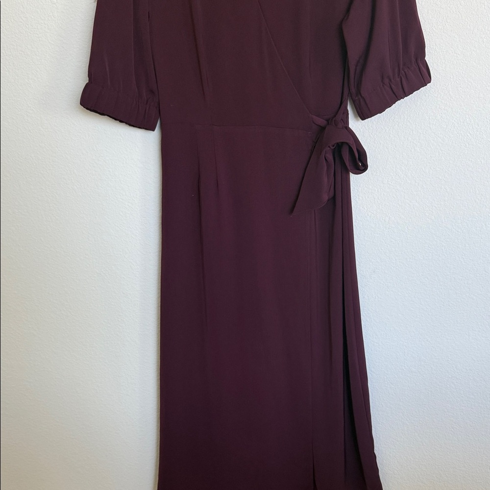 Warehouse Deep Purple Wrap Midi Dress - Picture 6 of 16